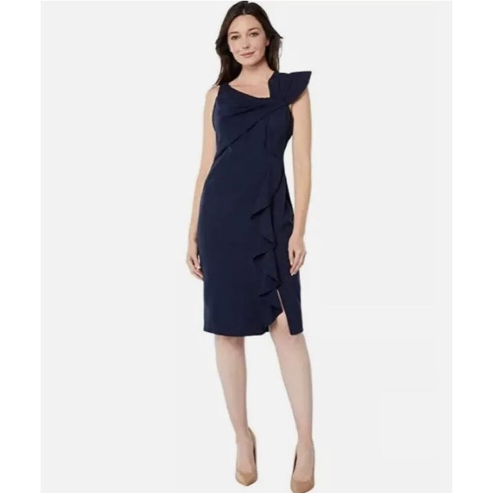 Marina Blue Sleeveless Bodycon Asymmetrical Neckline Formal Dress Size 10 NWT